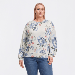 Plus Size Emily Daniels Long Sleeve Floral Drop Shoulder Sweater