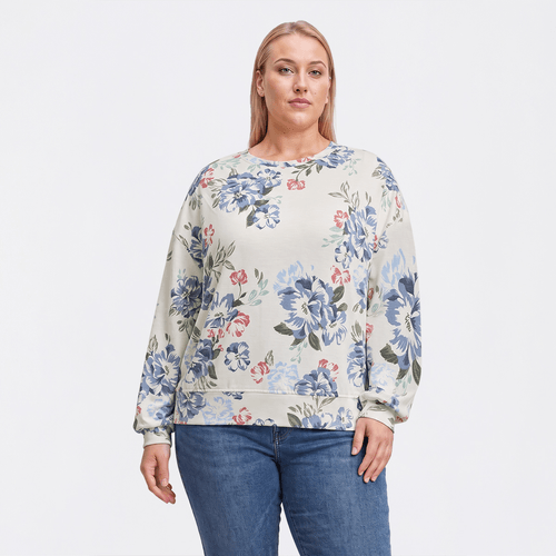 Plus Size Emily Daniels Long Sleeve Floral Drop Shoulder Sweater