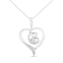 Espira 10kt. White Gold Swirl Diamond Heart Necklace