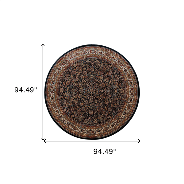 HomeRoots Blue & Red Oriental Round Rug
