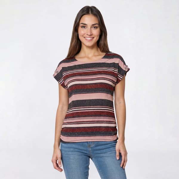 Womens Cure Extended Dolman Sleeve Texture Stripe Blouse