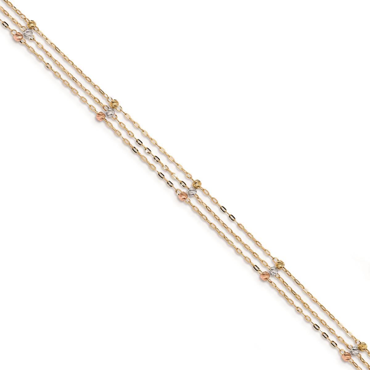 Gold Classics™ 14kt. Tri Color 3 Strand Diamond Cut...