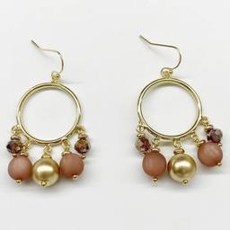Ashley Cooper(tm) Brown & Gold Beaded Hoop Drop Earrings
