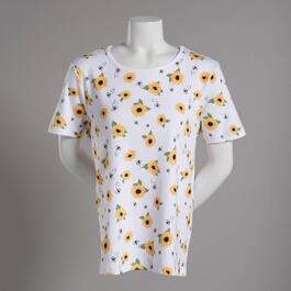 Plus Size Bonnie Evans Sunflowers & Bees Short Sleeve Tee