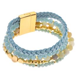 Ashley Cooper&#40;tm&#41; Gold-Tone & Blue Cord Beaded Stretch Bracelet Set