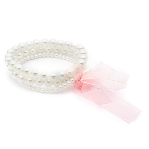 You''re Invited Silver-Tone White Pearl Stretch Bracelet Set - image 