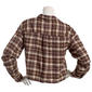 Juniors No Comment Crop Plaid Flannel Top- Brown - image 3