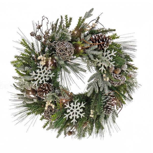 National Tree Cozy Winter Snowflake & Ornament Wreath