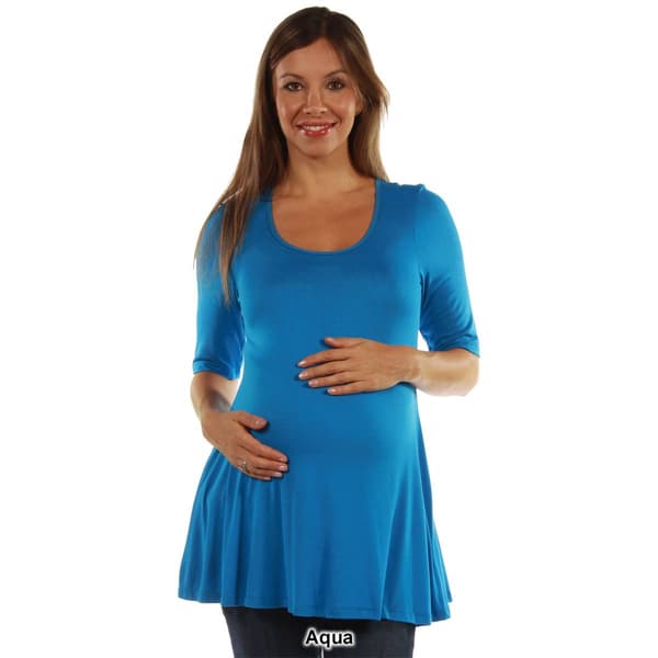 Womens 24/7 Comfort Apparel Solid 3/4 Sleeve Tunic Maternity Top