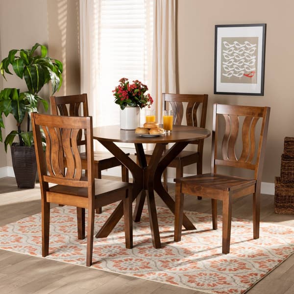 Baxton Studio Mare Walnut Brown Finished Wood 5pc. Dining Set