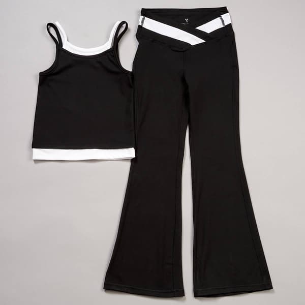 Girls (7-14) Yogalicious(R) Color Block Tank w/ Flared Leggings Set - image 