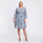 Plus Size Emma & Michele Floral Pleated Keyhole Neck A-Line Dress - image 1