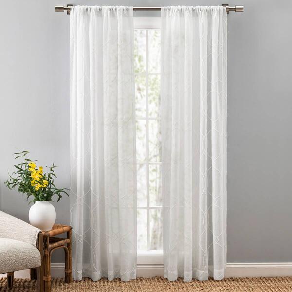 Haley Embroidered Sheer Curtain Panel - image 