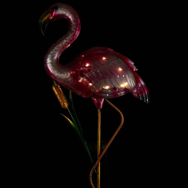 Northlight Seasonal Solar Pink Flamingo Garden Stake