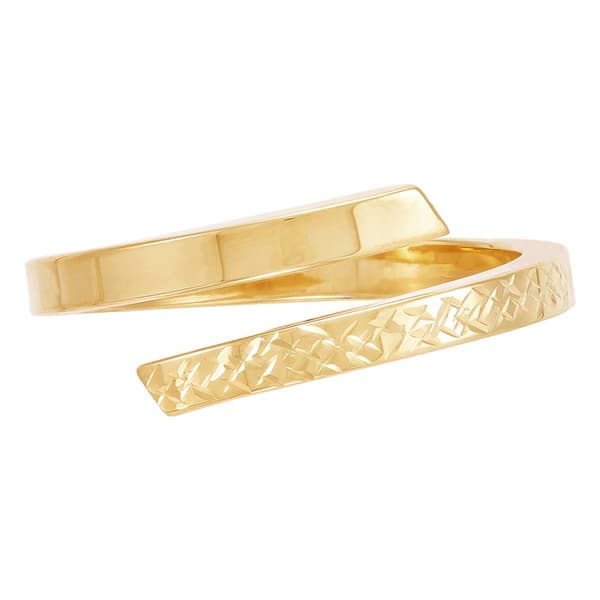 Gold Classics&#8482; Diamond-Cut Bypass Half Plain Half Chevron Ring