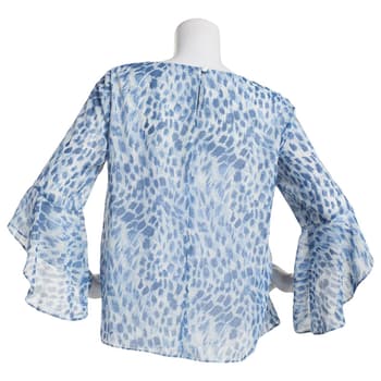 Ruffle Neck Cheetah Print Blouse