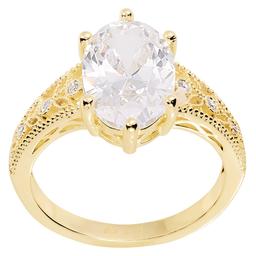 Athra 14kt. Gold over Brass Vintage Marquis CZ Ring
