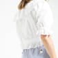 Womens MNK Stripe Elbow Sleeve V-Neck Ruffle Blouse - image 4