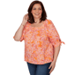 Plus Size Ruby Rd. Hothouse Florals Tie Sleeve Paisley Blouse - image 3