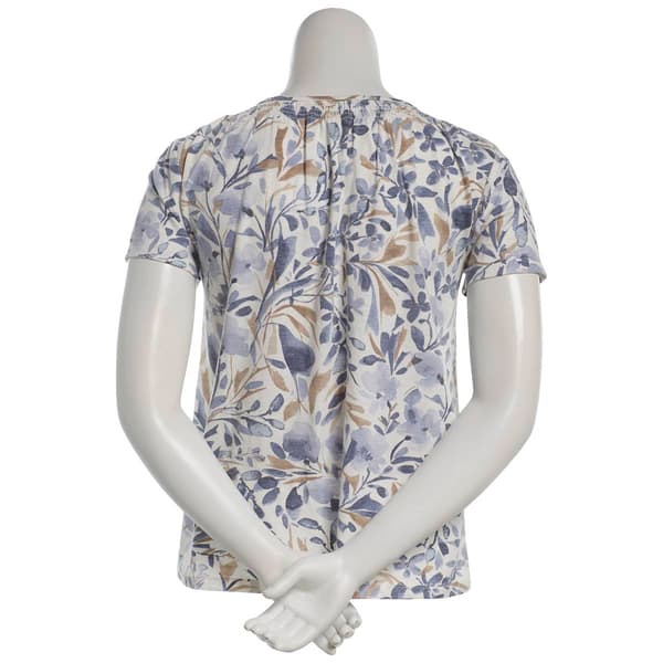 Petite Hasting & Smith Short Sleeve Large Leaf Peasant Tee