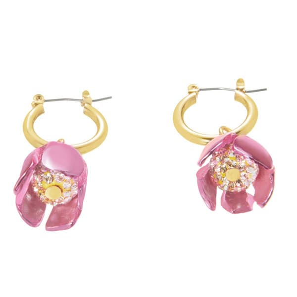 Betsey Johnson Garden Glam Tulip Huggie Hoop Earrings