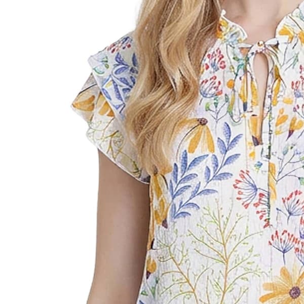 Womens NY Collection Chiffon Tie Neck Floral Blouse