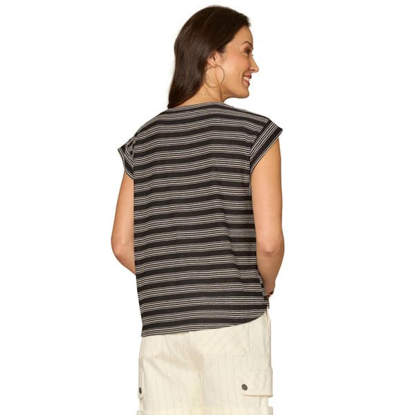 Womens Democracy Cap Sleeve Shirt Tail Hem Tee