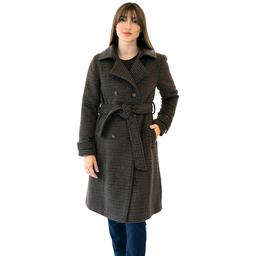 Womens Nine West Double Breasted Plaid Belted Wool Coat