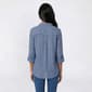 Juniors A. Byer Stripe Roll Tab Sleeve Shirt with Pocket - image 2