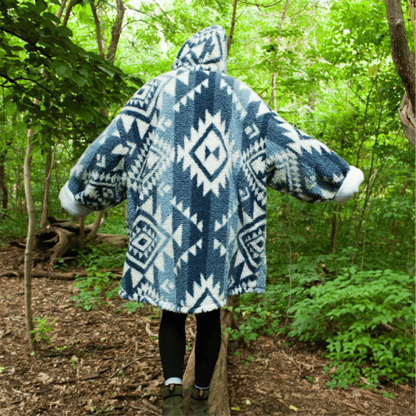 Adult Unisex Coleman® Sherpa Plush Oversized Blue Blanket Hoodie