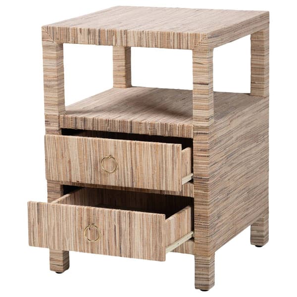 bali & pari Paine Bohemian Woven Grasscloth Nightstand