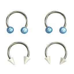 2pk. 16-Gauge Surgical Steel Horseshoe Set w/ Beads & Cones