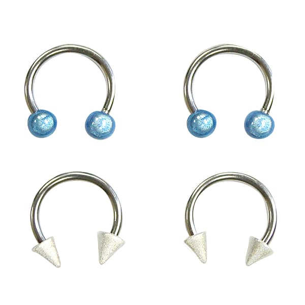 2pk. 16-Gauge Surgical Steel Horseshoe Set w/ Beads & Cones