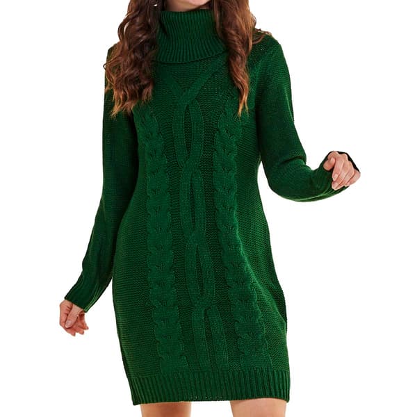 Womens Nina Leonard Long Sleeve Cowl Neck Sweater Dress