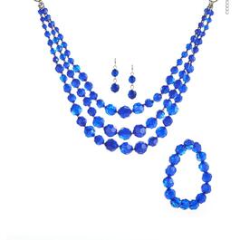 Ashley Cooper&#40;tm&#41; Three Row Sapphire Necklace/Bracelet/Earrings Set