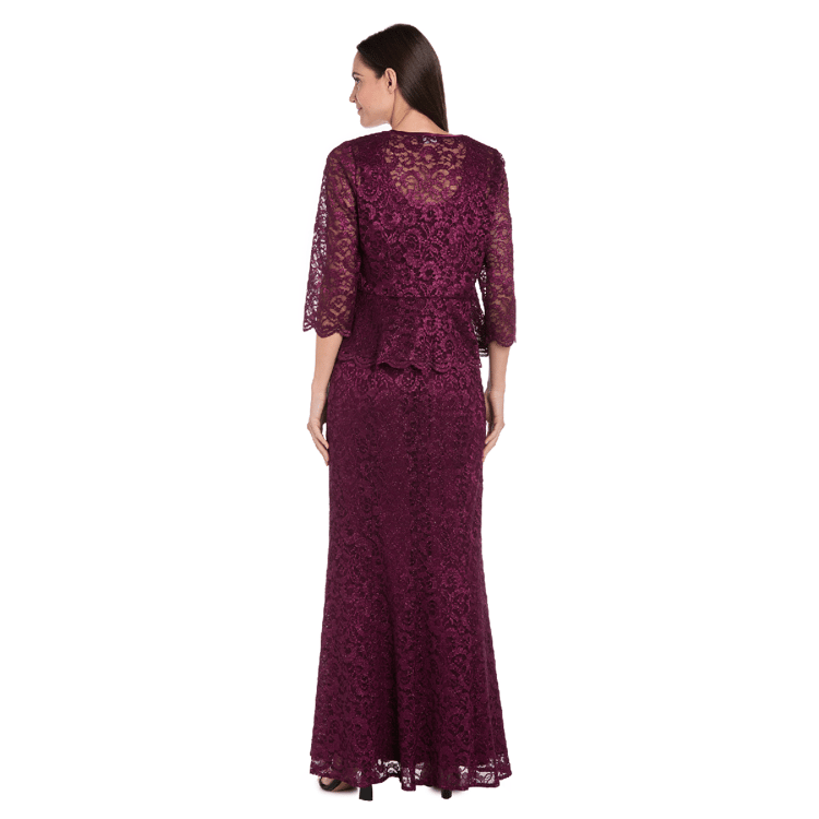 Womens R&M Richards Long Glitter Lace Jacket Dress