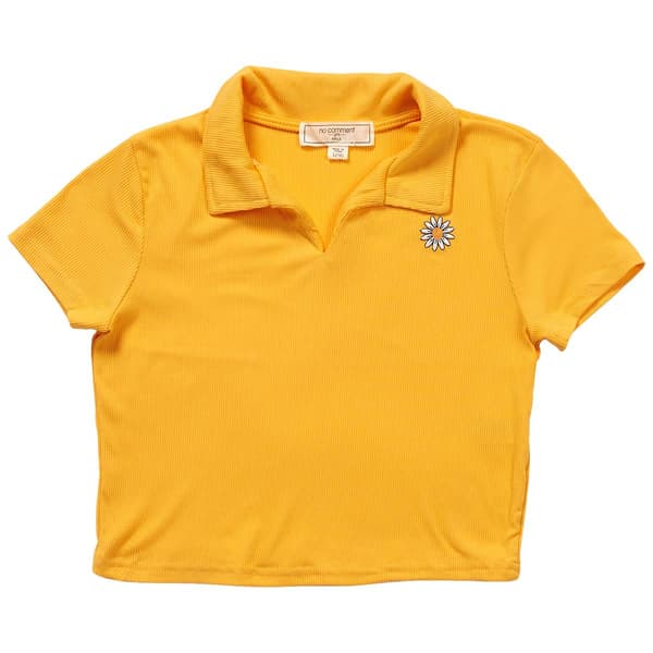 Girls &#40;7-16&#41; No Comment Solid w/ Daisy Johnny Collar Tee - image 