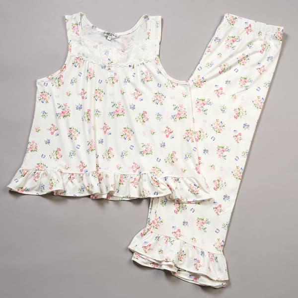 Womens Elizabeth & Nicole Sleeveless Floral Ruffle Tank Set - image 