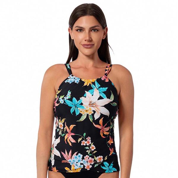 Womens Jantzen Audrey Garden Party Drape Tankini Swim Top - image 