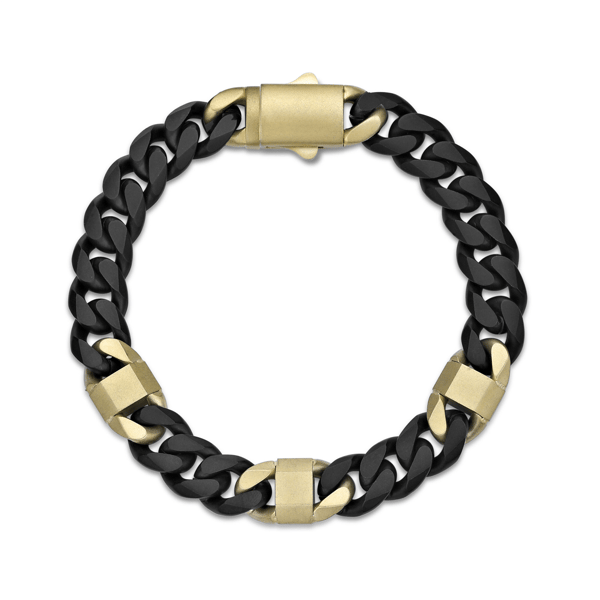 Mens Lynx Two-tone Stainless Steel 8mm Curb Chain Bracelet