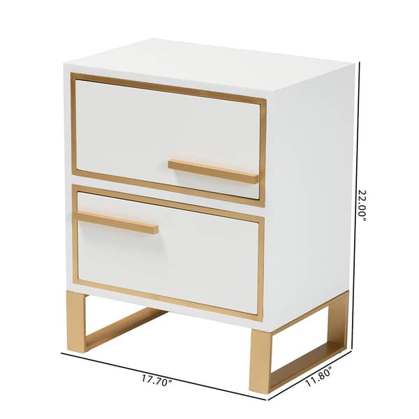 Baxton Studio Giolla Glam & Luxe White Wood 2-Drawer Nightstand