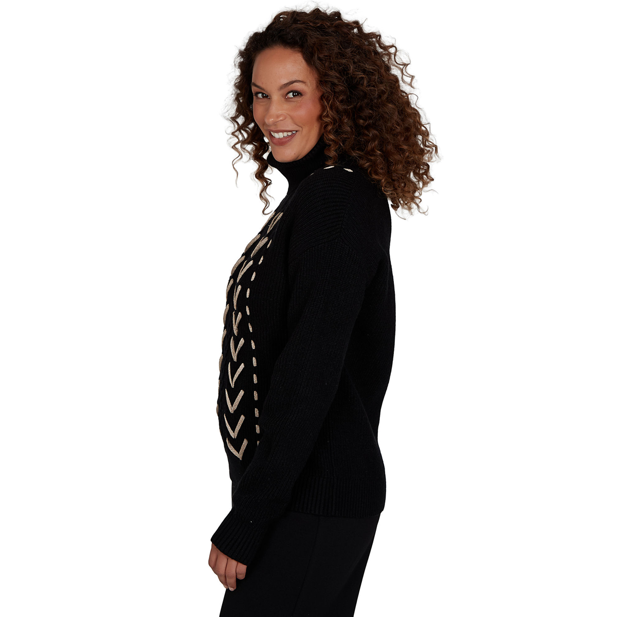 Womens Emaline Soiree Long Sleeve Whipstitch Sweater