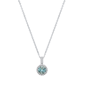 Saffron 1ctw. Turquoise Moissanite Diamond Halo Pendant Necklace - image 1