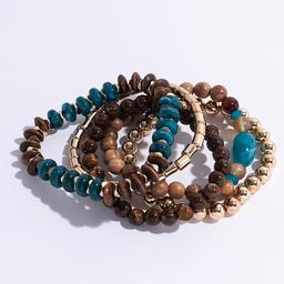 Ashley Cooper(tm) 5pc. Gold-Tone Wood Beaded Stretch Bracelet