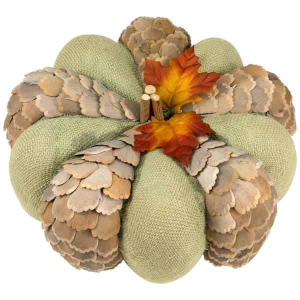 Northlight Fall Harvest Layered Wooden Leaves & Burlap Pumpkin