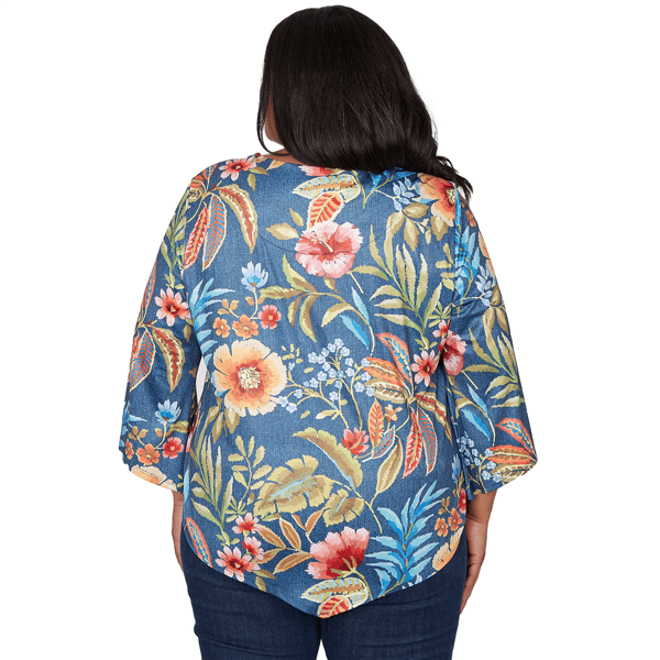 Plus Size Alfred Dunner Classics 3/4 Sleeve Garden Floral Blouse