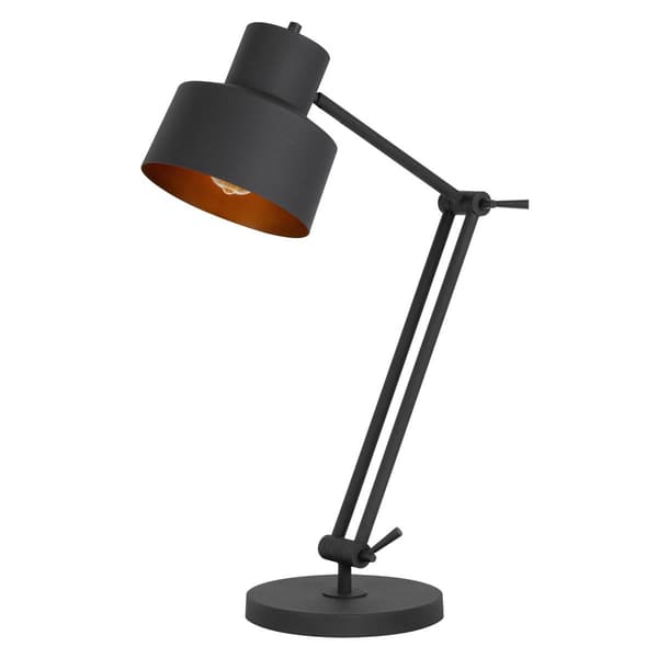 HomeRoots 33in. Black Metal Adjustable Desk Table Lamp