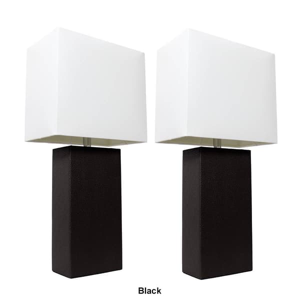 Elegant Designs&#8482; Modern Leather Table Lamps - Set of 2