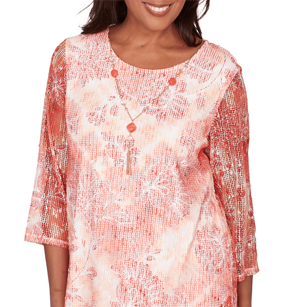 Womens Alfred Dunner Resort Living Tie Dye Floral Blouse