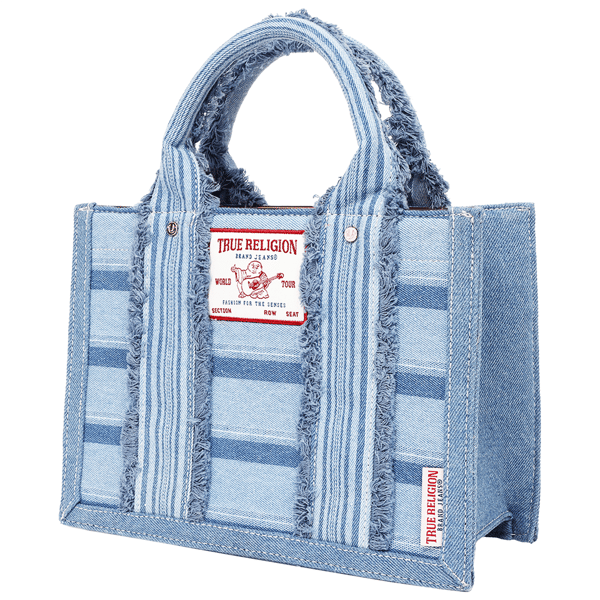 True Religion Multi-Stripe Denim Modern Tote With Crossbody Strap